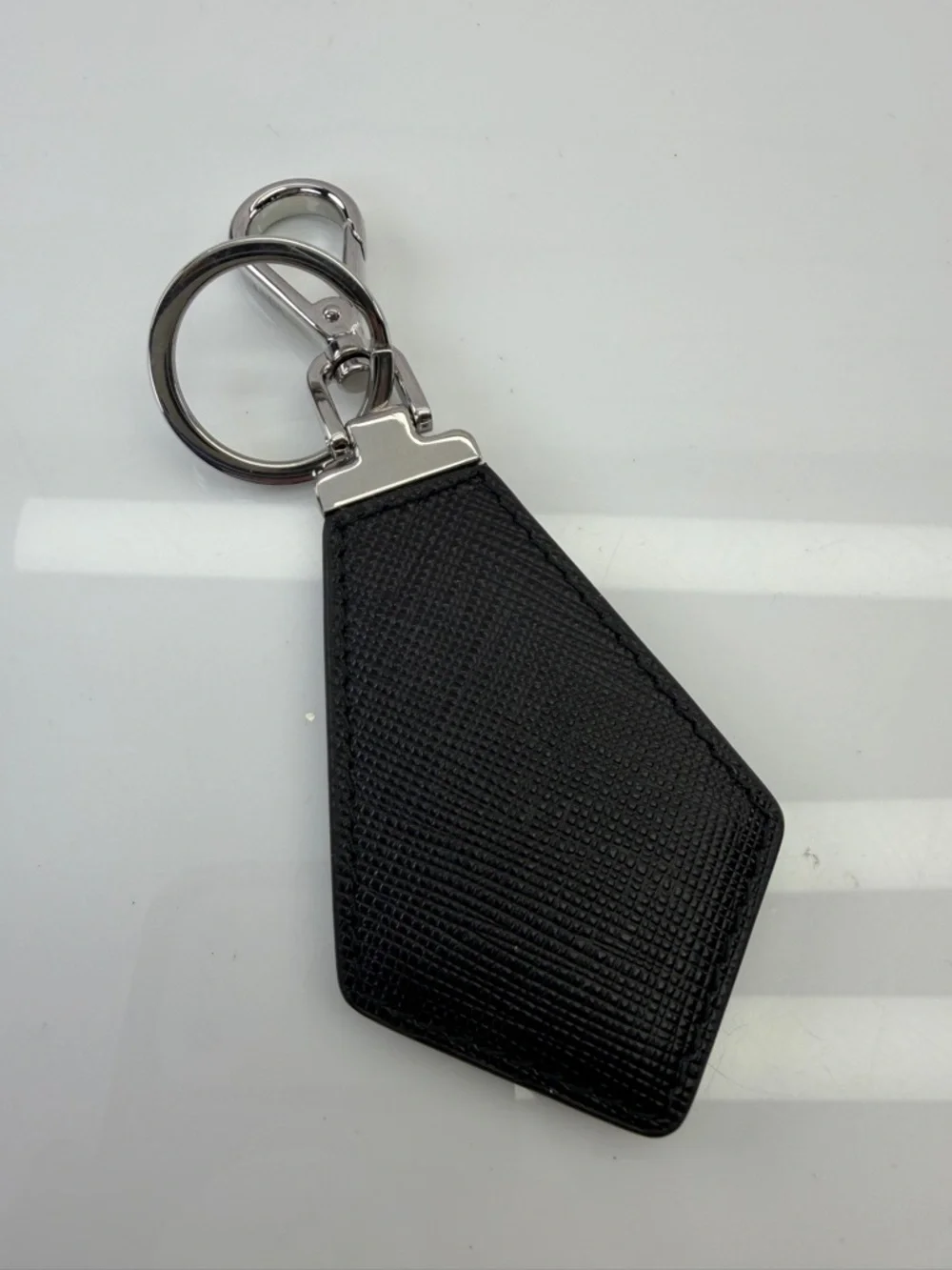 Prada Black Saffiano Leather Keychain